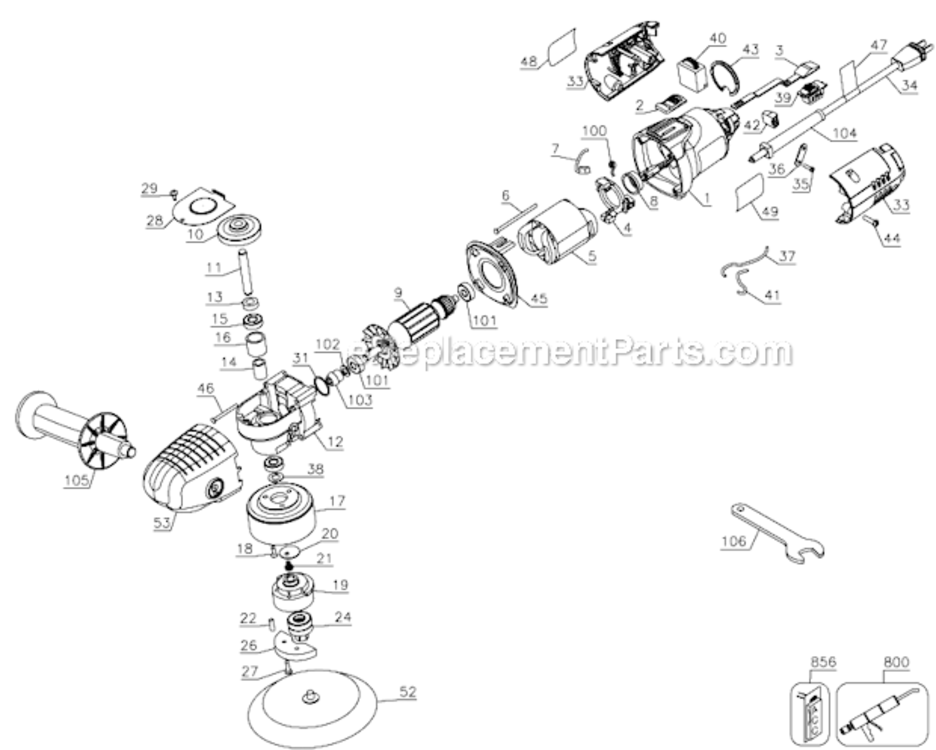 Page A Diagram and Parts List for 97466 Type 1 Porter Cable Sander Polisher